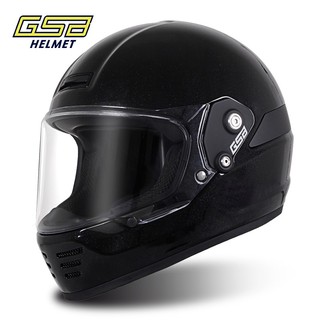 GSBgsb头盔V73摩托车复古头盔玻璃钢全盔巡航头盔预留蓝牙耳机槽 闪光黑（玻璃钢） 2XL（60-61头围）