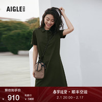 AIGLE艾高2023年春季女士UPF50+防晒防紫外线凉感翻领连衣裙 绿藻色 AK174 36(160/84A)