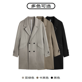 GXG 男装 多色分割设计简约长款毛呢大衣外套男士 冬季