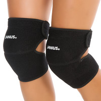 两只装JANUS滑雪轮滑海绵护膝运动舞蹈跳舞跪地排球防撞加厚儿童成人男女守门员护膝盖JA886 黑色 加厚海绵版 M号 体重80-120斤使用