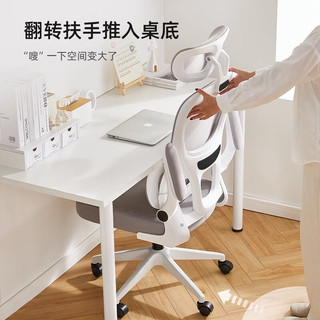 星奇堡 人体工学椅电脑椅 白框灰网+头枕