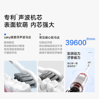 Saky 舒客 电动牙刷智能清洁成人/送男士/女友软毛护龈声波5档T3冰岛白+挪威蓝