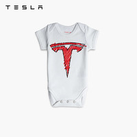 TESLA 特斯拉 「涂鸦版 T 标」婴儿连体衣纯棉制造舒适合体 白色 12