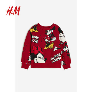 H&M【迪士尼系列】HM女童卫衣印花红色抓绒套衫113723 红色/米妮老鼠 120/60