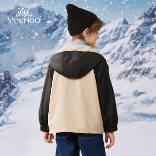 英氏（YEEHOO）男童外套儿童冲锋衣三合一中大童装两件装保暖运动上衣 卡其 130