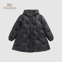 英氏（YEEHOO）女童羽绒服儿童保暖外套中大童装加厚上衣冬季外出服 黑色 130 