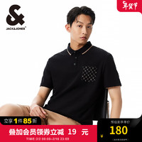 杰克琼斯 杰克·琼斯（JACK&JONES）翻领短袖衣服Polo衫男装 黑色E40