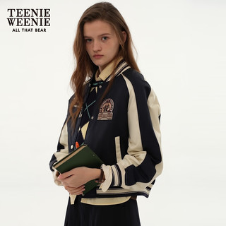 Teenie Weenie小熊2024年学院复古美拉德绗缝轻薄棉服棉袄棒球外套 藏青色 160/S
