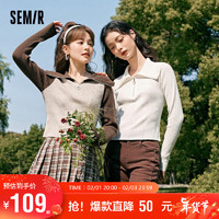 森马（Semir）毛衣女短款简约显瘦小个子修身毛衫百搭气质109523107001 本白10102 M