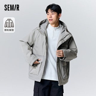 Semir 森马 棉服男日常简约工装风潮流舒适温暖宽松外套109723112106 灰色调00322 XL