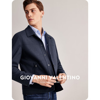 卓凡尼·华伦天奴（GIOVANNI VALENTINO）商务休闲衣服男士翻领衬衫毛呢夹克外套 灰蓝 L（175/92A） 