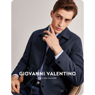 卓凡尼·华伦天奴（GIOVANNI VALENTINO）商务休闲衣服男士翻领衬衫毛呢夹克外套 灰蓝 L（175/92A） 