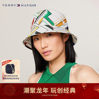 TOMMY HILFIGER 24新款春季女装时尚金属字母满印宽檐盆帽渔夫帽AW0AW16039 多色0F4 均码（头围57cm)