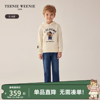 Teenie Weenie Kids小熊童装24早春男童连帽长袖套头刺绣卫衣 象牙白 110cm