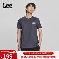 Lee24早春标准版型小logo字母印花男短袖T恤潮流LMT0081304LE 灰色 S