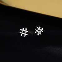 TMOWO几何s925银耳钉女简约小众井字耳环2024年轻奢感耳饰女 银色 s925材质(标刻s925)