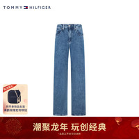 TOMMY HILFIGER 24早春女莱赛尔混纺柔软顺滑宽松直筒牛仔裤WW0WW40637 牛仔蓝1A6 25