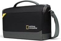 National Geographic 单肩包,中号相机包,适用于 DSLR 的无镜,带镜片和配件、平板电脑隔层,可调节肩带,超轻巧Ng E1 2370,黑色 [亚马逊*]