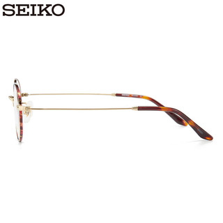 精工(SEIKO)复古圆框男女近视眼镜框H03091 C01 凯米U6防蓝光1.67