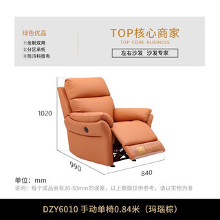 左右 单人沙发椅子北欧简约客厅家具科技布功能单椅功能沙发DZY6010 手动单椅（玛瑙棕31055）
