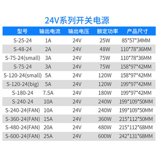 龙代（longdai）220v转24v直流开关电源 S-180-24/24V 7.5A 180W