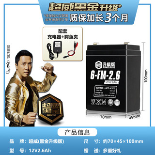 超威（CHILWEE）电池12V2.6AH配充电器黑金升级UPS电源电梯安防通讯备用电源12V