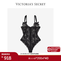 维多利亚的秘密 维密 无钢圈花漾蕾丝性感连体衣 54A2黑色 11240734 XS