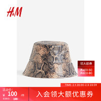 H&M女士帽子时尚休闲百搭蛇纹渔夫帽1168981 米色/蛇纹 54