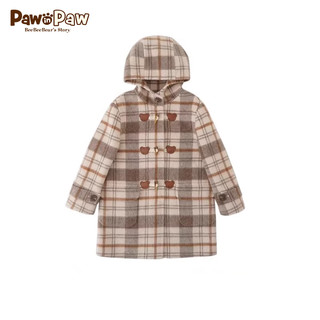 PawinPaw小熊童装23年冬女童中长款毛呢大衣绵羊毛外套 棕色/85 120