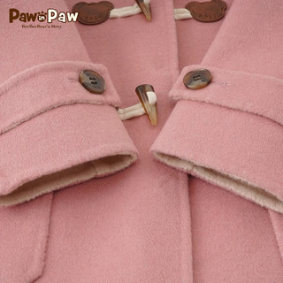 PawinPaw小熊童装23年冬女童中长款毛呢大衣绵羊毛外套 棕色/85 120