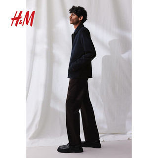 H&M2024春季男装时尚休闲标准版型圈绒汗布外套1225866 深蓝色 165/84A XS