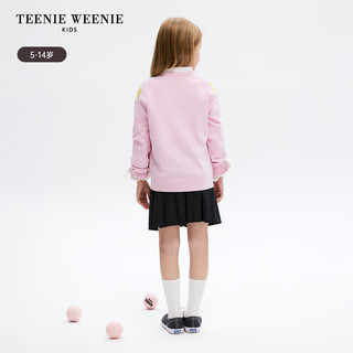 Teenie Weenie Kids小熊童装24早春女童萎形格纹针织套头毛衣 蓝色 120cm