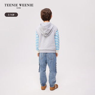 Teenie Weenie Kids小熊童装24春季男童连帽拉链针织背心外套 中灰色 110cm