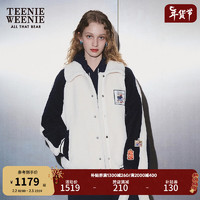 Teenie Weenie小熊女装2024早春仿羊羔毛撞色翻领外套保暖棉服 撞色 175/XL