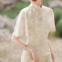 杜艳枝(DuYanzhi)新中式旗袍2023改良少女夏高级感年轻长款气质优雅连衣裙淡雅 花色 M90-100斤