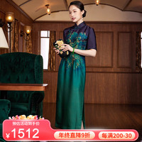 玺玥中国风高端40姆米香云纱定位花旗袍优雅修身连衣裙 图片色 L