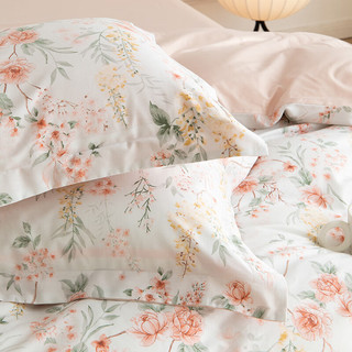 ELLE DECO欧式轻奢全棉印花四件套纯棉柔软床单床上用品被套 艾玛 1.5-1.8m床(搭配200x230cm被芯)