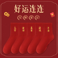 在水蓉 红袜子龙本命年男女士结婚情侣喜庆袜中筒新年鸿运袜平安大红袜 红袜-好运系列5双