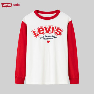 Levi's李维斯童装【新年系列】24年春女童长袖T恤儿童撞色上衣 糖果白 120/60(6)