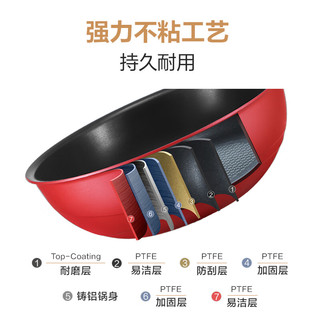 特福（Tefal）特福可拆卸套娃锅不粘锅百变锅厨房用品锅具套装全套家用 千叶玫瑰红六件套(7112000718)