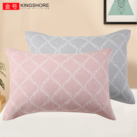 金号枕巾 简约格子纯棉加厚吸汗大枕巾 寝室家用透气枕巾 78*52cm 【网格】红+灰