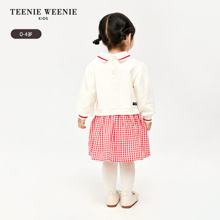 Teenie Weenie Kids小熊童装24春季女宝宝翻领卫衣格纹连衣裙 红色 80cm