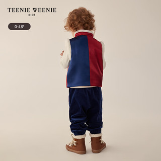 Teenie Weenie Kids小熊童装24春季男宝宝龙年盘扣毛绒马甲 红色 80cm