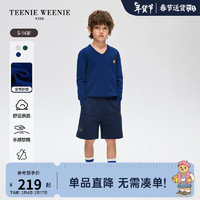 Teenie Weenie Kids小熊童装24春夏男童纯色小V领套头毛衣 藏青色 160cm