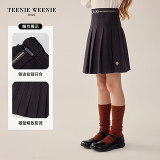 Teenie Weenie Kids小熊童装24早春女童金属腰带半身百褶裙 中灰色 140cm