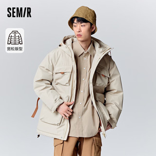 森马（Semir）羽绒服男休闲多口袋工装风时尚轻薄宽松连帽107823113104 浅卡其50301 M