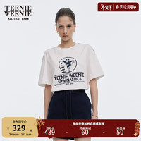 Teenie Weenie小熊女装2024休闲运动短袖印花T恤简约宽松上衣 白色 165/M