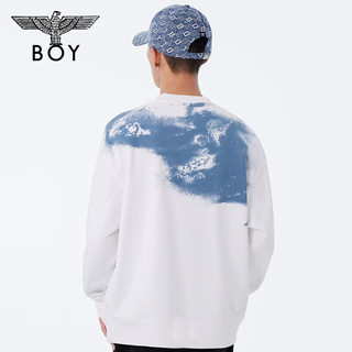 BOY LONDON 潮牌24新春款水墨风腾龙百搭圆领卫衣 N03001 白色 S