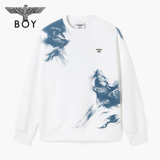 BOY LONDON 潮牌24新春款水墨风腾龙百搭圆领卫衣 N03001 白色 S