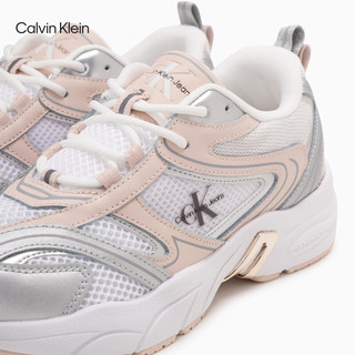 Calvin Klein Jeans24春夏女士复古潮流撞色拼接网球鞋运动鞋YW01381 02S-月光白/橡皮粉 36